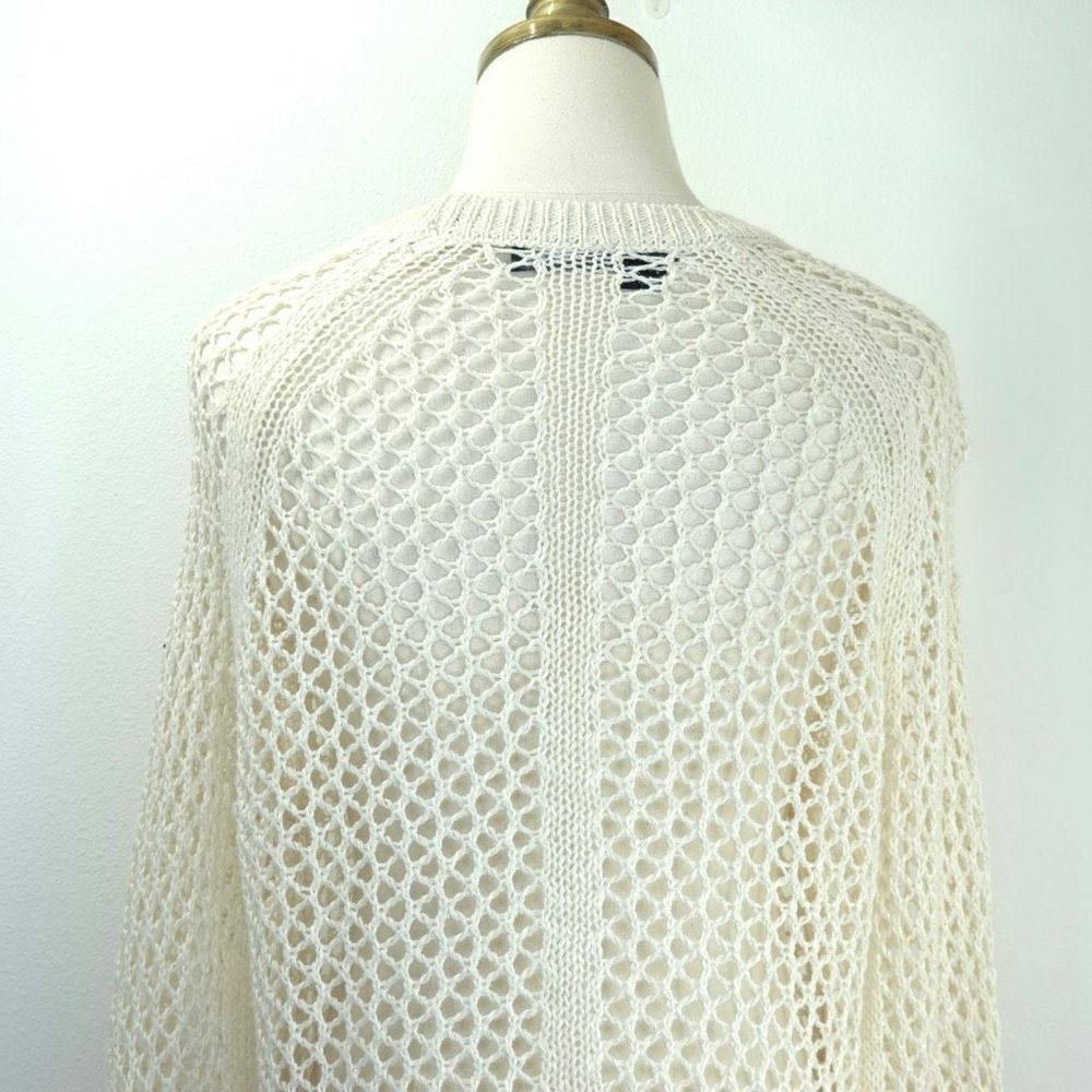 360 Sweater Sweater Open Crochet Knit Design Silk and Linen Size Small - Picture 5 of 15